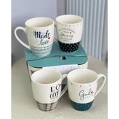 Комплект порцеланови чаши с послания 4 бр. - Thumbnail 1