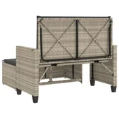 Градинска пейка с възглавници и табуретка, светлосива полиратан - VL368412 - Thumbnail 7