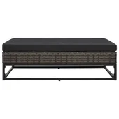 Градински комплект с възглавници, 5 части, полиратан, сив - Thumbnail 5