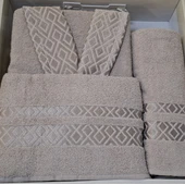 Комплект халат за баня с 2 кърпи Etnik IPEKCE - Thumbnail 1