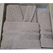 Комплект халат за баня с 2 кърпи Etnik IPEKCE - Thumbnail 2