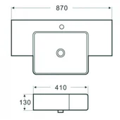 Мивка за баня Дива 87х43х13 см IC-8713 INTER CERAMIC - Thumbnail 2