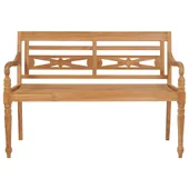 Пейка Батавия с възглавница таупе, 120 см, тик масив - VL3062162 - Thumbnail 3