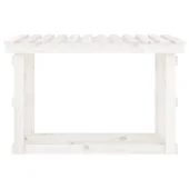 Поставка за дърва за огрев, бяла, 108x64,5x77 см, бор масив - Thumbnail 5