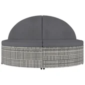 2-местен шезлонг с шалтета, полиратан, сив - Thumbnail 2