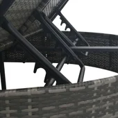 2-местен шезлонг с шалтета, полиратан, сив - Thumbnail 7