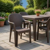 Градински стол PVC кафяв Polo MEVSIM - Thumbnail 1