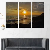 Залез над морски пейзаж - картина пано за стена - Thumbnail 2