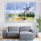 Акварел на вятърна мелница - картина пано за стена - Thumbnail 2