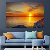 Ефектен залез над езерото - картина пано за стена - Thumbnail 1