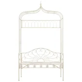 Градинска пейка, 122 см, желязо, антично бяло - VL45434 - Thumbnail 2