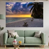 Самотен плаж в тропиците - картина пано за стена - Thumbnail 1
