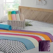 Чаршаф с ластик 160x200 см + две калъфки Cylinder Bordeaux ZAMBAK - Thumbnail 1