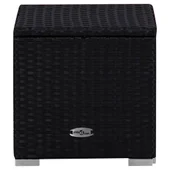 Градински шезлонги с маса за чай, 3 части, полиратан, черни - Thumbnail 6