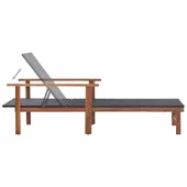 Шезлонг, полиратан и акация масив, черен - Thumbnail 5