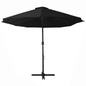 Градински чадър с алуминиев прът, 460x270 см, черен - Thumbnail 3