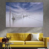 Мрежи  риболовни във водата - картина пано за стена - Thumbnail 1