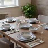 Порцеланов сервиз за хранене 24 части Сини щрихи TOPRAKSAN - Thumbnail 2