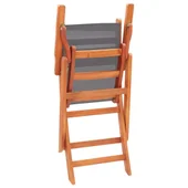 Сгъваеми градински столове 2 бр. сиви евкалипт масив и Textilene - Thumbnail 6