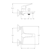 Стенен смесител за вана/душ Soprento FORMA VITA - Thumbnail 2