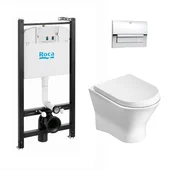 Структура за вграждане + окачена тоалетна чиния Nexo + двоен бутон ROCA - Thumbnail 1