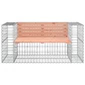 Градинска пейка габион 143x71x65,5 см дугласко дърво масив - VL834378 - Thumbnail 3