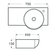 Мивка за баня Алма 75х45х13 см бяла INTER CERAMIC - Thumbnail 2