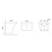 Мивка за баня с полуконзола ICC 5345 BLACK INTER CERAMIC - Thumbnail 2