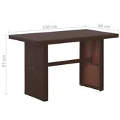 Бистро комплект, 3 части, с възглавници, кафяв полиратан - Thumbnail 6