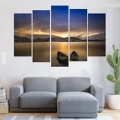 Бряг с лодки по залез - картина пано за стена - Thumbnail 3