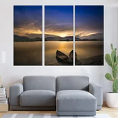 Бряг с лодки по залез - картина пано за стена - Thumbnail 2