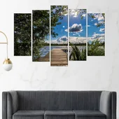 Дървен кей в езеро - картина пано за стена - Thumbnail 3