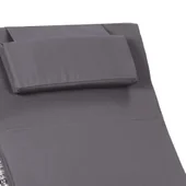 Шезлонг с шалте, сив, полиратан - Thumbnail 8