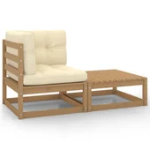 Градински комплект 2 части с възглавници меденокафяв бор масив - Thumbnail 1