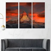Залез над планински връх в Алпите  - картина пано за стена - Thumbnail 2
