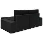 Градински комплект, 3 части, полиратан, черен - Thumbnail 4