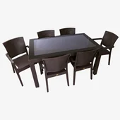 Градински комплект маса с 6 стола кафяв Zeugma Rattan MEVSIM - Thumbnail 2