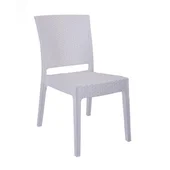 Градински стол без подлакътници бял Zeugma Rattan MEVSIM - Thumbnail 2