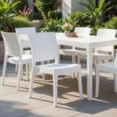 Градински стол без подлакътници бял Zeugma Rattan MEVSIM - Thumbnail 1