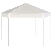 Шестоъгълна pop-up шатра с 6 стени кремавобяла 3,6x3,1 м - Thumbnail 4