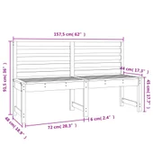 Градинска пейка 157,5 см масивна дугласка дървесина - VL824044 - Thumbnail 7