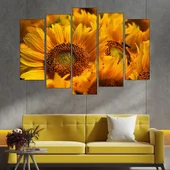 Цъфнали жълти слънчогледи - картина пано за стена - Thumbnail 3