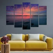 Залез над тихои езеро - картина пано за стена - Thumbnail 3