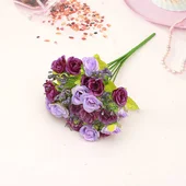 Декоративен букет 21 мини розички 26 см - Thumbnail 5