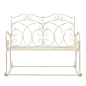 Градинска пейка, 104 см, желязо, антично бяло - VL45436 - Thumbnail 2