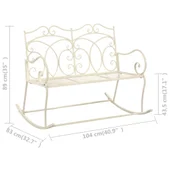 Градинска пейка, 104 см, желязо, антично бяло - VL45436 - Thumbnail 6