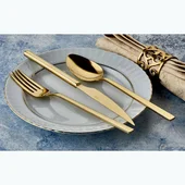 Комплект прибори 24 части злато Cubuk HIRA - Thumbnail 1