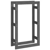 Поставка за дърва за огрев сива 60x25x100 см масивно дърво бор - Thumbnail 2