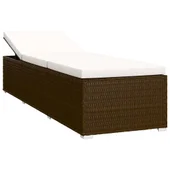 Шезлонг с шалте и маса за чай, кафяв полиратан - Thumbnail 2