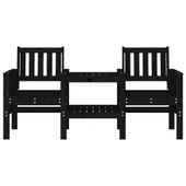 Градинска пейка с маса, 2-местна, черна, бор масив - VL825153 - Thumbnail 3